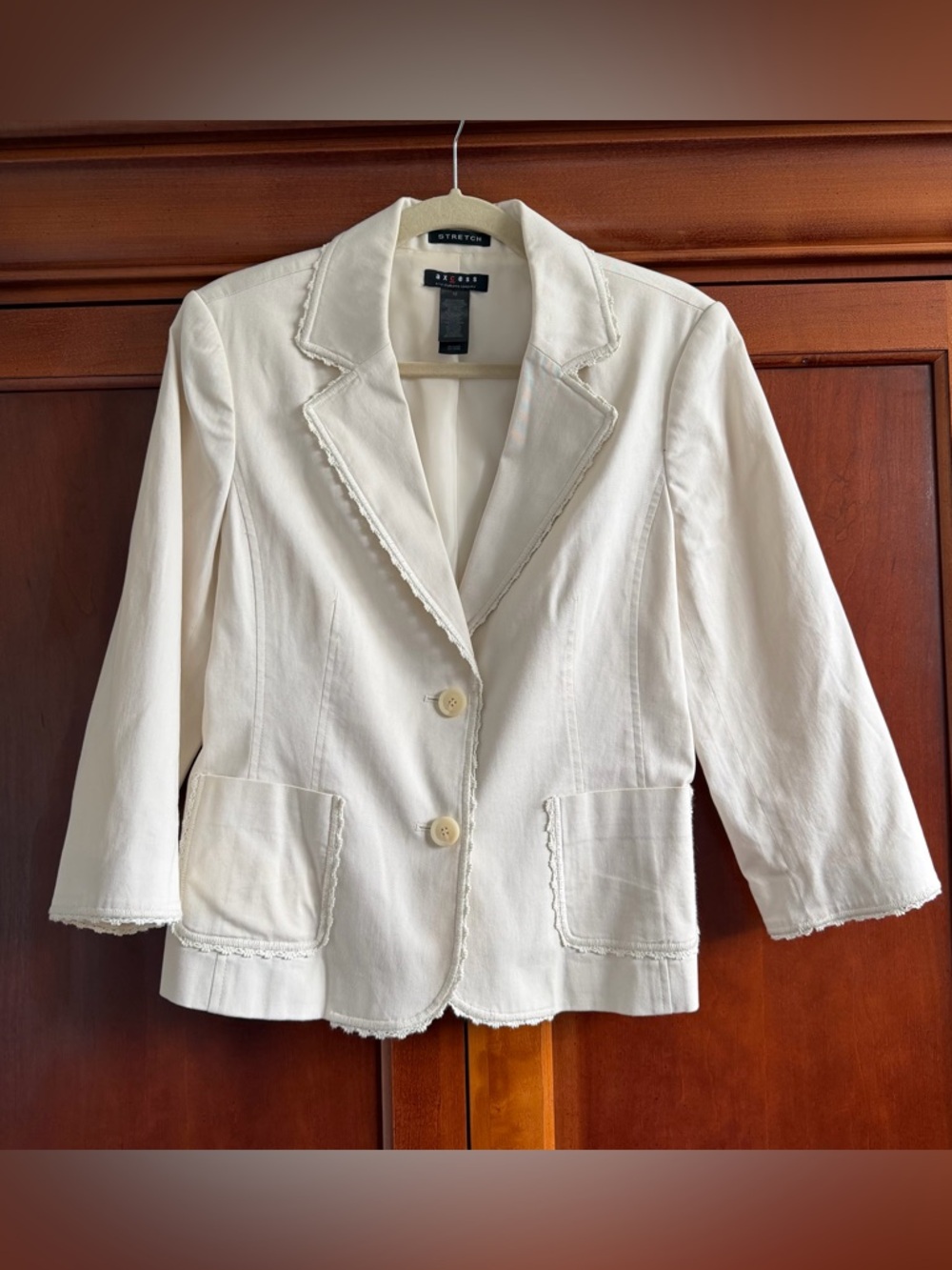 Axcess White Denim Blazer with Lace Details Size 12